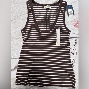 Universal Thread Brown and White Striped Tank Top